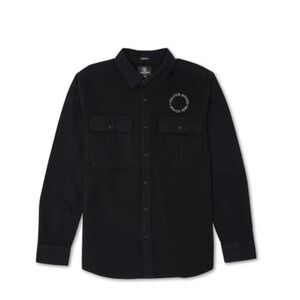 Volcom Minneret Black Flannel Long Sleeve Shirt Button Up Mens Size Med Surfer‎